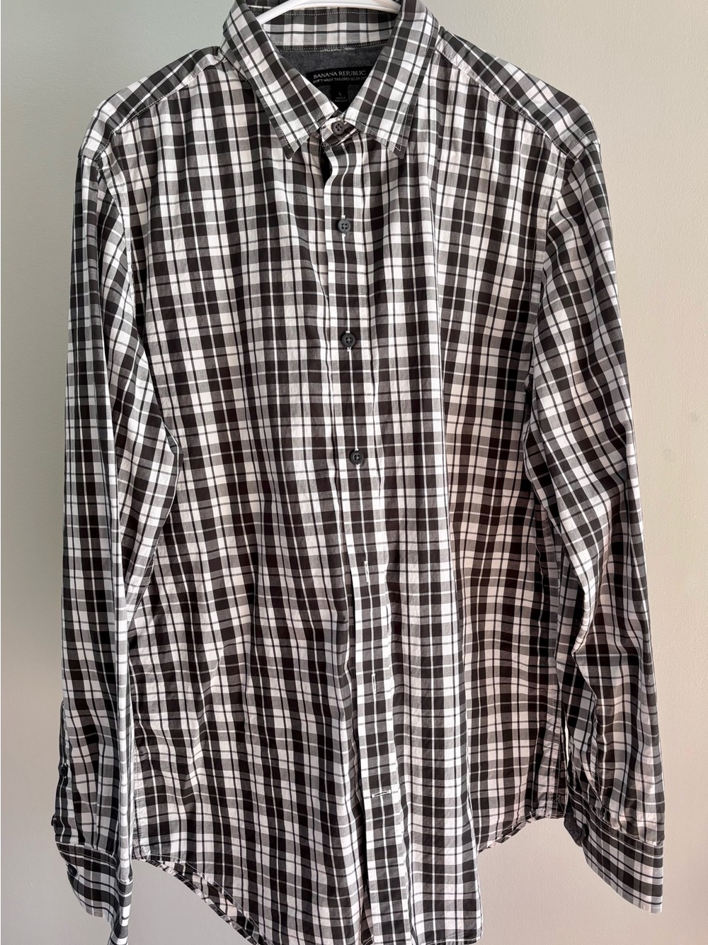 Banana Republic Men’s Black & White Plaid Button-Down Shirt
